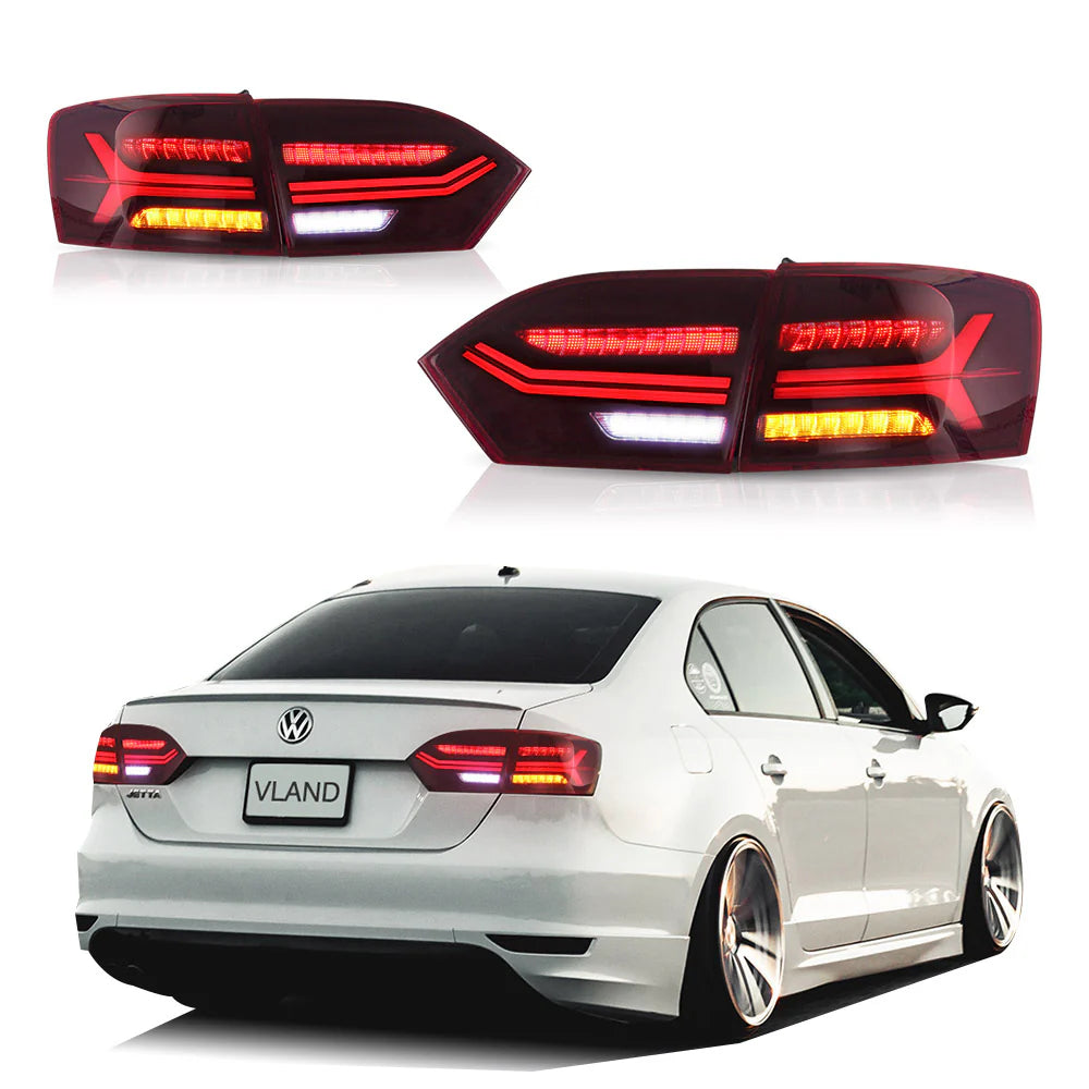 11-14 VW Jetta MK6 Vland LED Aftermarket Tail Lights With Sequential Turn Signal [E-mark]