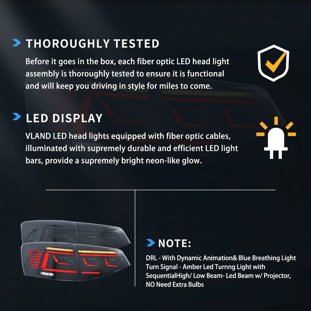 15-18 Volkswagen Jetta mk6.5 Gen (A6) Vland II LED Tail Lights With Dynamic Welcome Lighting