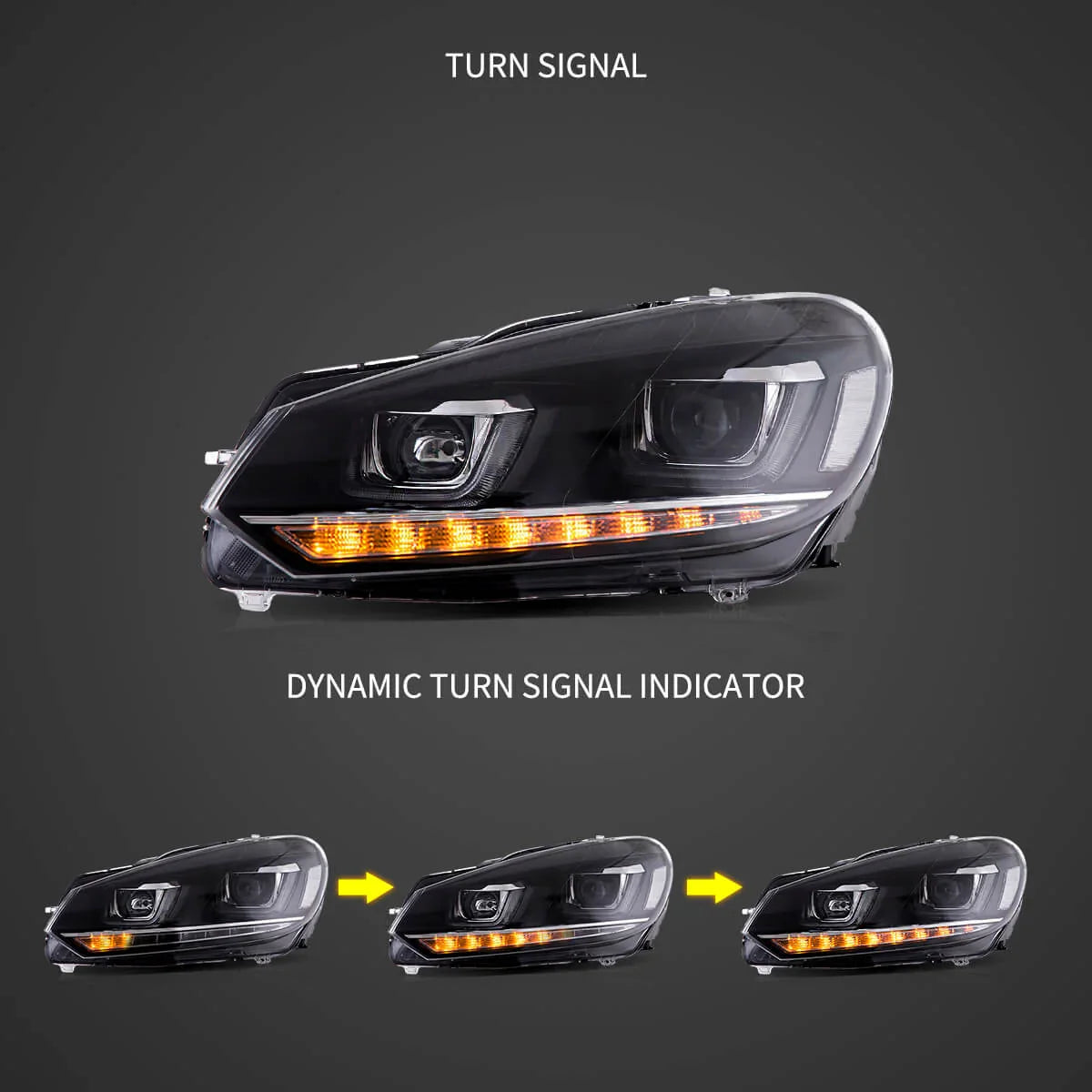 08-14 VW Golf Mk6 Vland Dual Beam Projector Aftermarket Headlights With Demon Eyes E-mark
