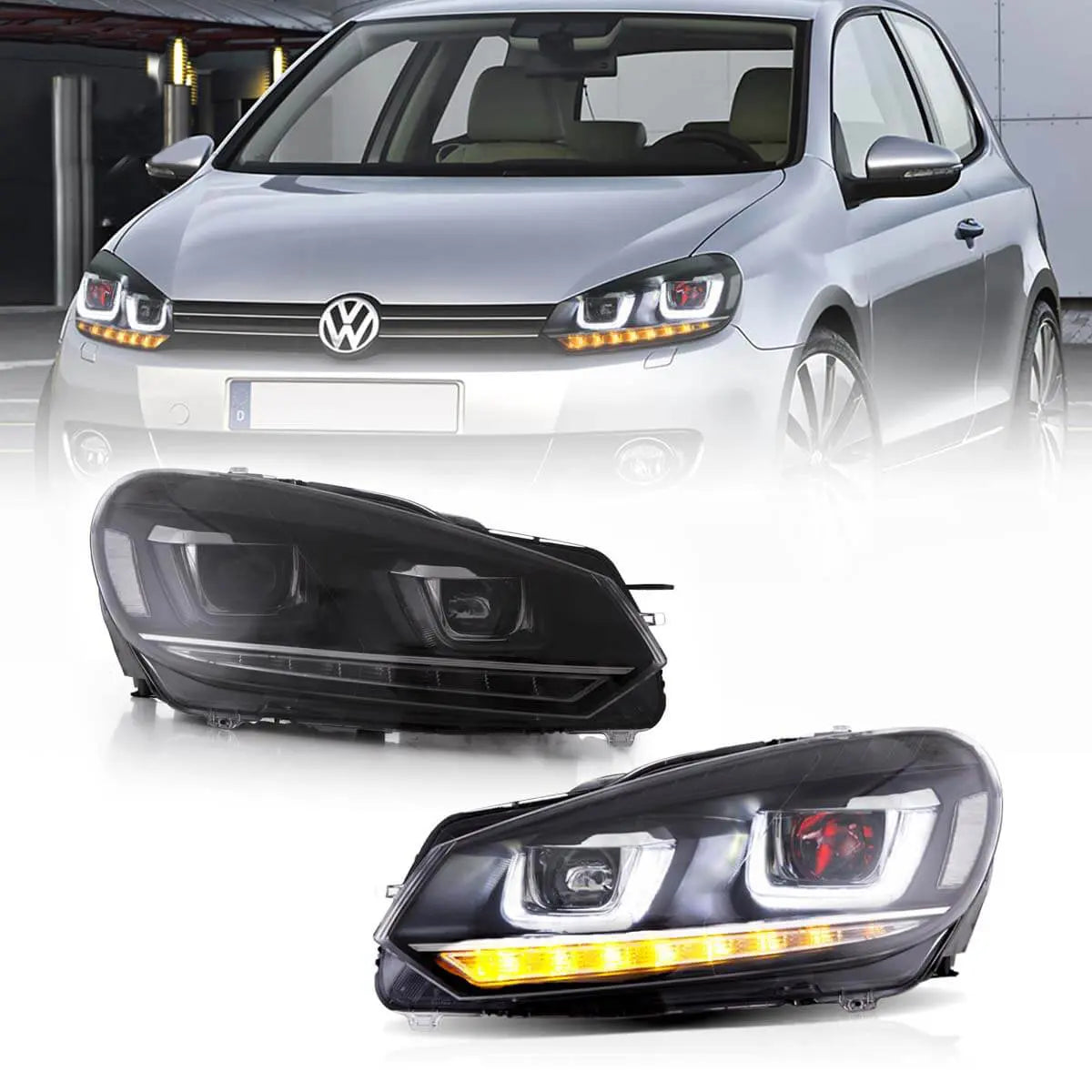 08-14 VW Golf Mk6 Vland Dual Beam Projector Aftermarket Headlights With Demon Eyes E-mark