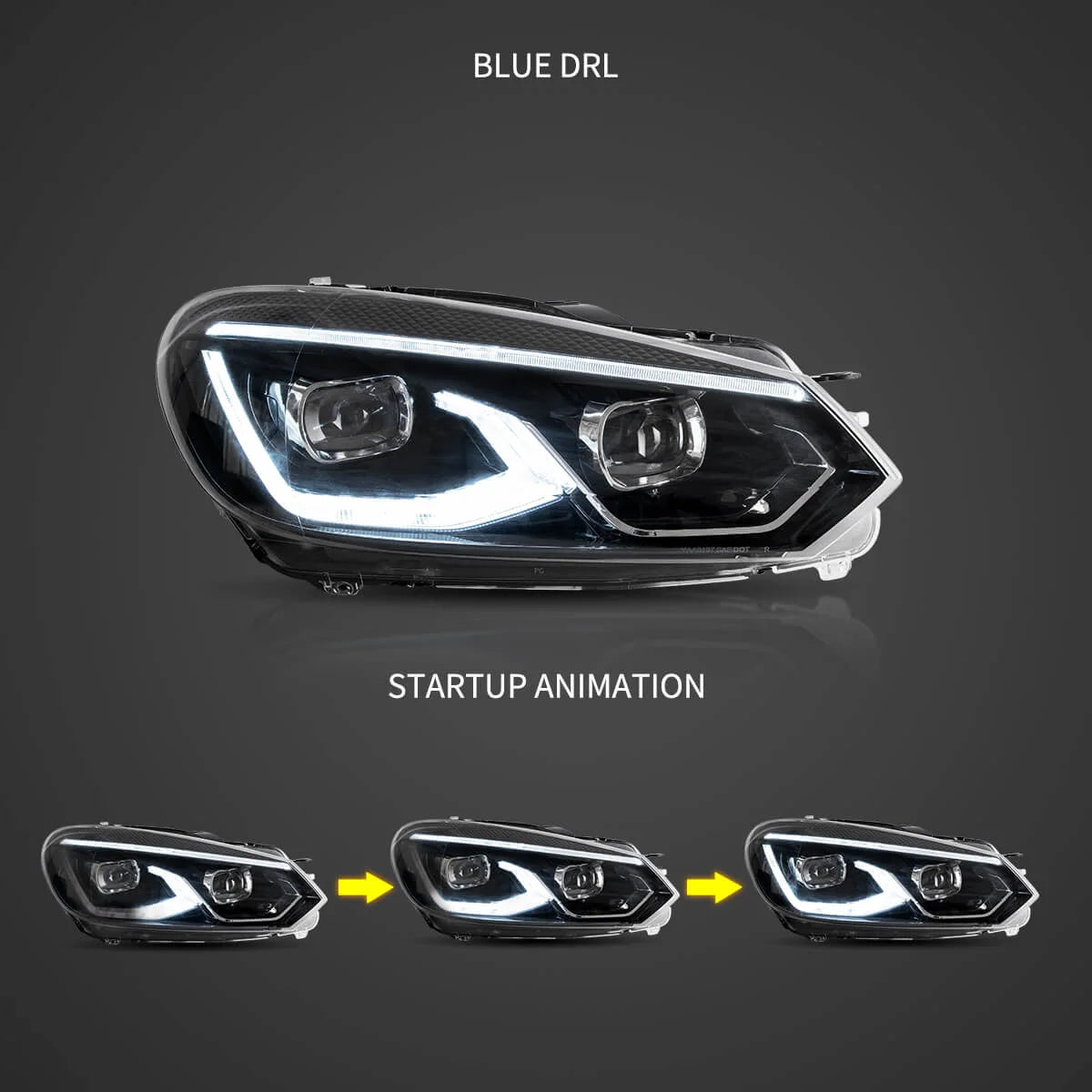 08-14 VW Golf Mk6 Vland LED Dual Beam Projector Aftermarket Headlights Black[E-mark] Brand: VLAND™