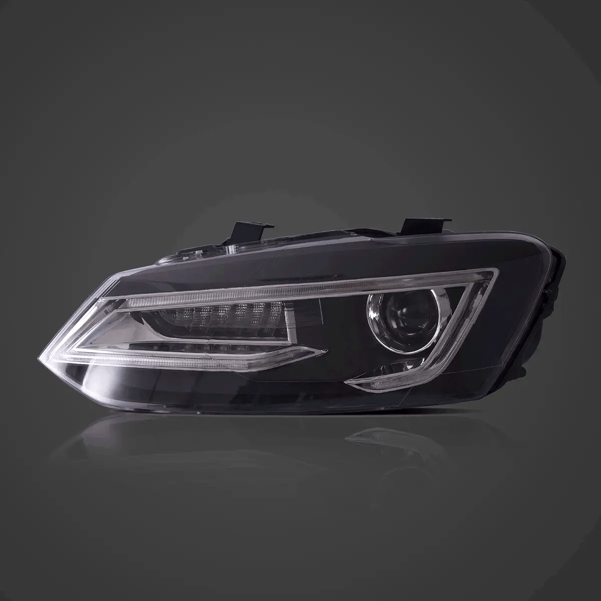 09-17 VW Polo MK5 Vland Dual Beam Projector Aftermarket Headlights With Demon Eyes Black E-mark