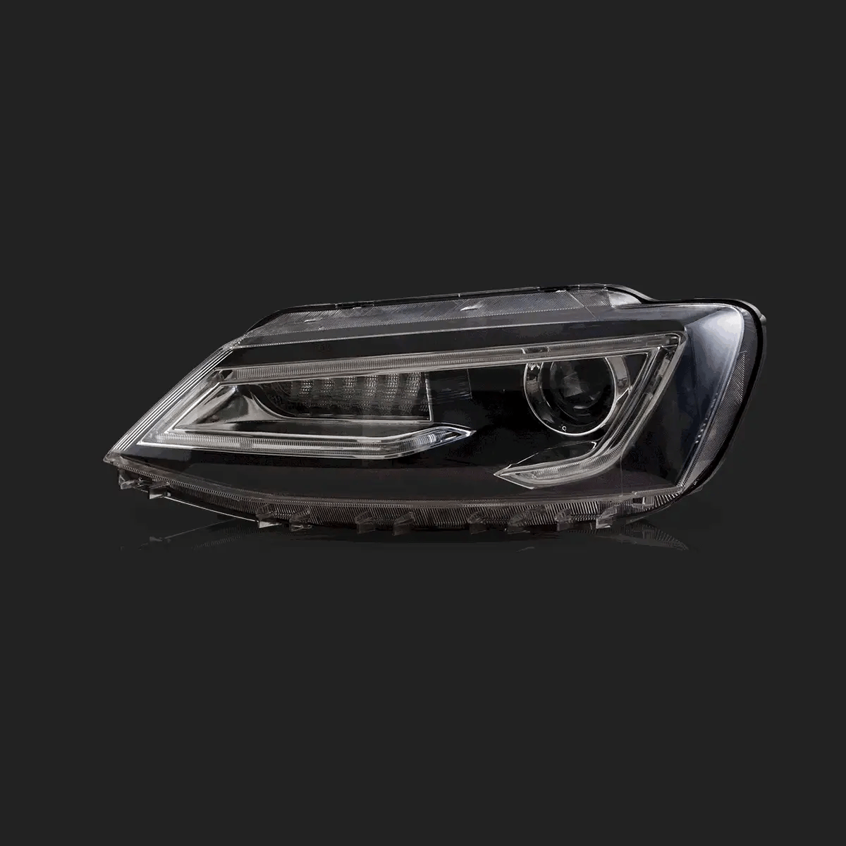 10-18 VW Jetta MK6 Vland Dual Beam Projector Aftermarket Headlights Black With Red Demon Eyes E-mark