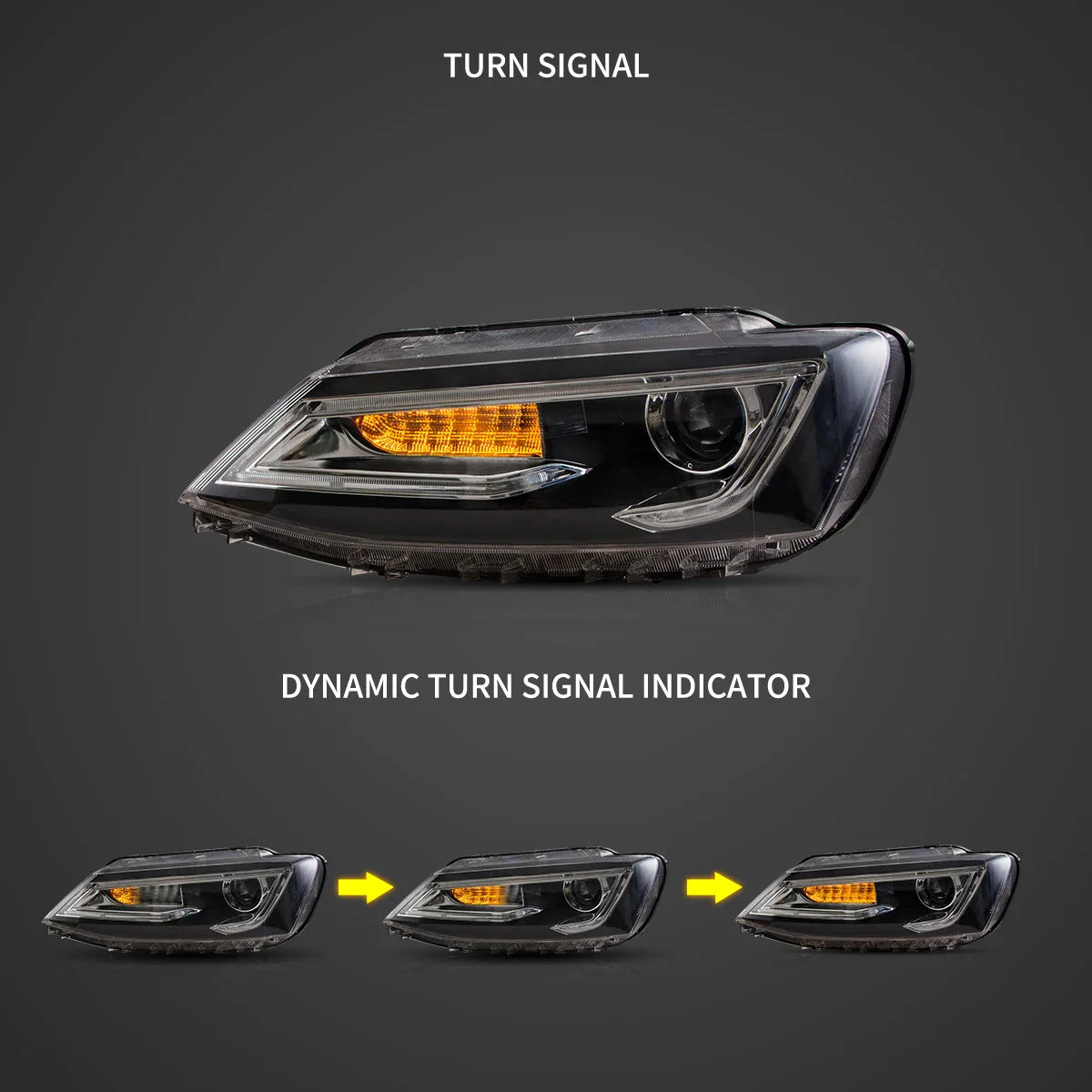 10-18 VW Jetta MK6 Vland Dual Beam Projector Aftermarket Headlights Black With Red Demon Eyes E-mark