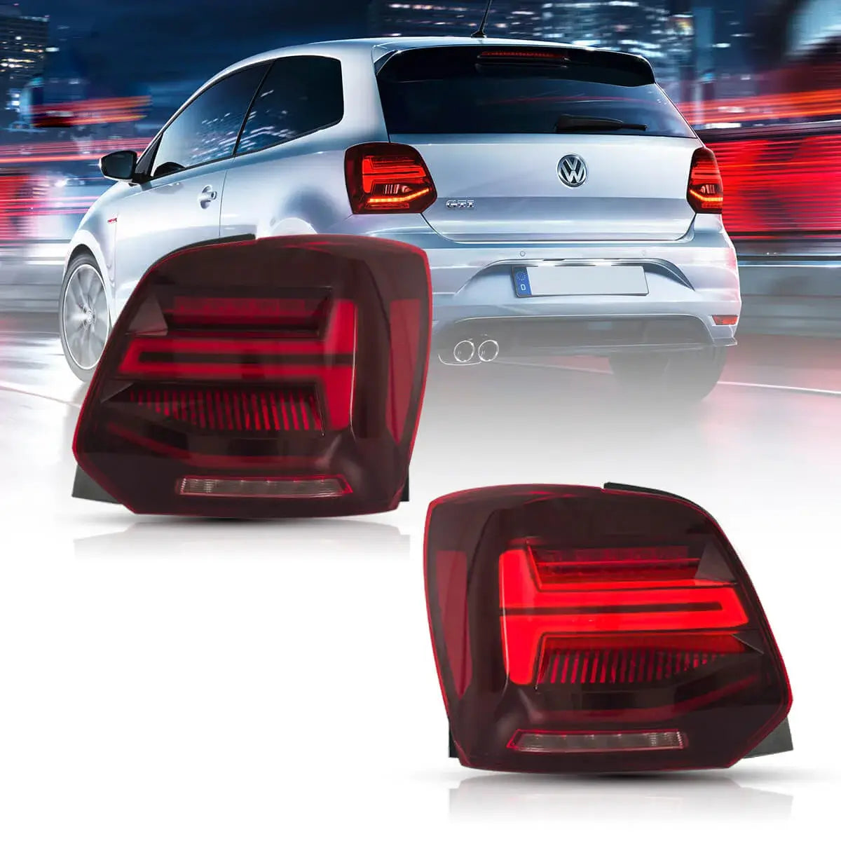 09-17 VW Polo MK5 Vland LED Aftermarket Tail Lights With Sequential Turn Signal [E-mark]