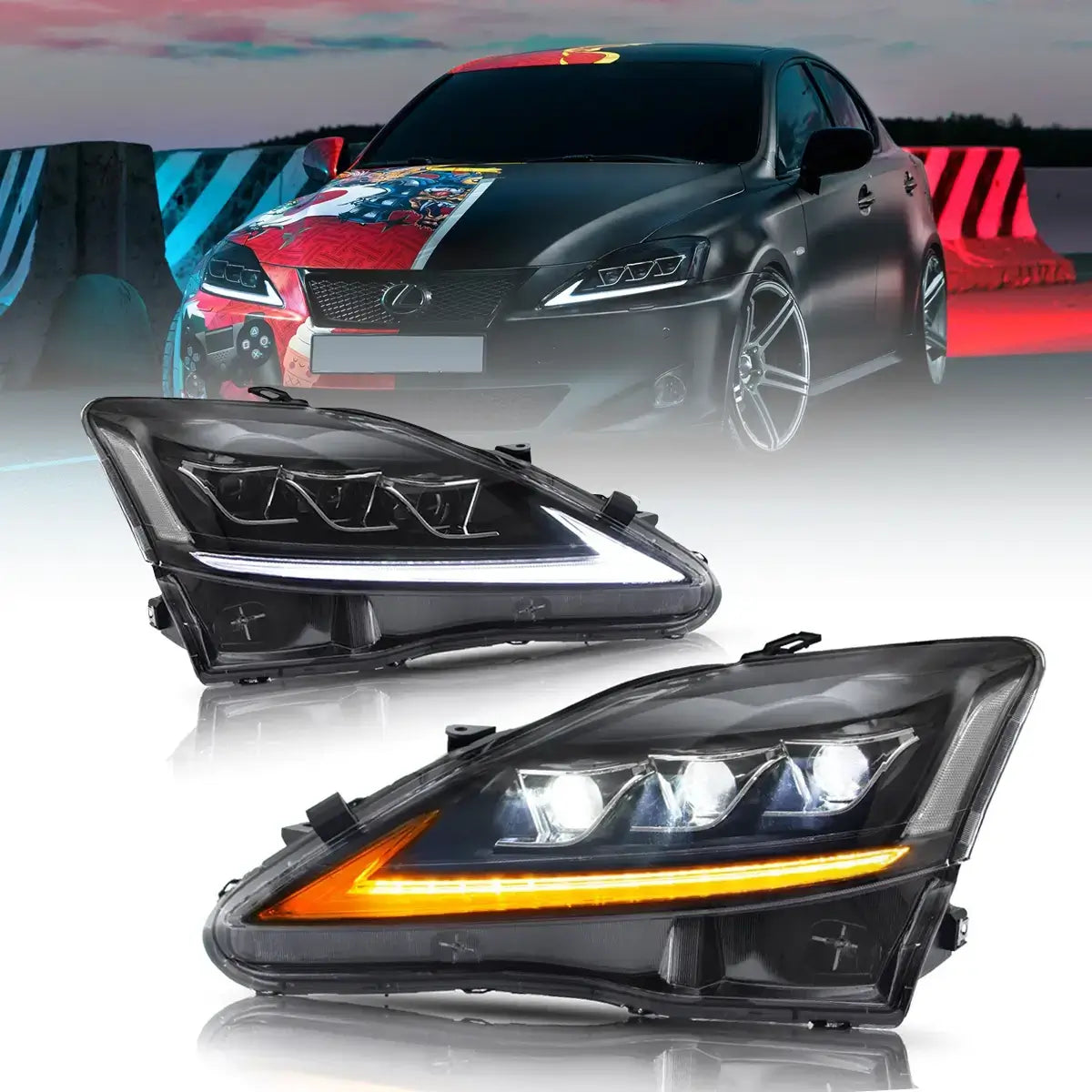 06-12 Lexus IS250/IS250C/IS350/IS220d & 08-14 ISF(XE20) Vland Matrix Projector Headlights E-mark