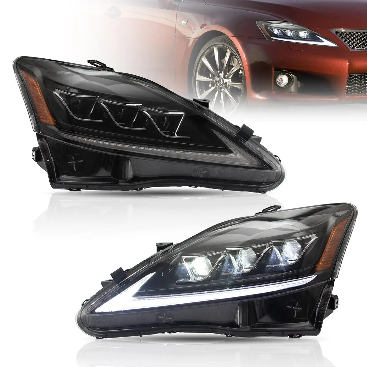 06-12 Lexus IS250/IS250C/IS350/IS220d & 08-14 ISF(XE20) Vland Matrix Projector Headlights E-mark