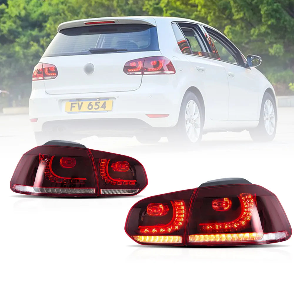 08-12 VW Golf Mk6 Vland LED Aftermarket Tail Lights With Amber Sequential Turn Signal [E-mark