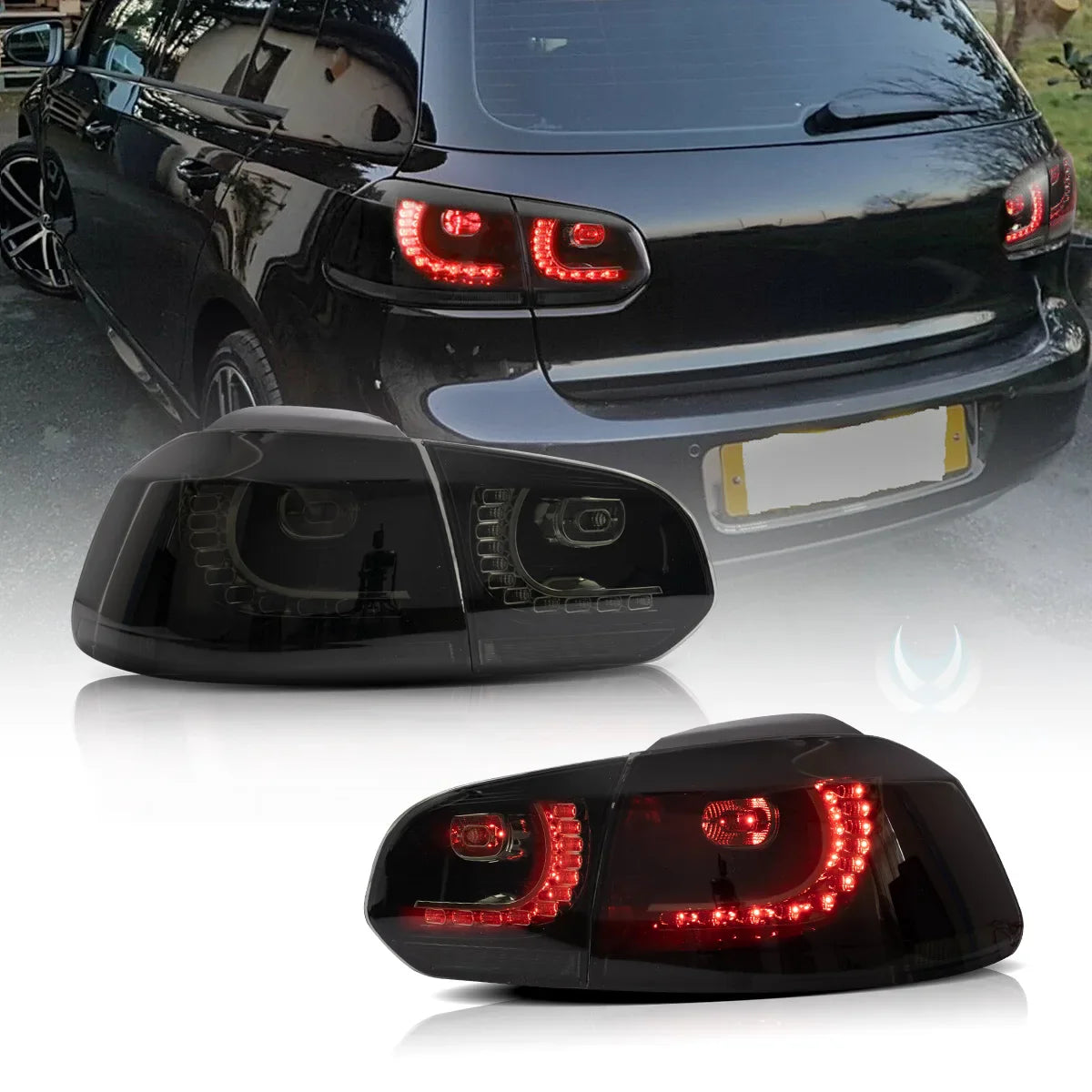 08-12 VW Golf Mk6 Vland LED Aftermarket Tail Lights With Amber Sequential Turn Signal [E-mark