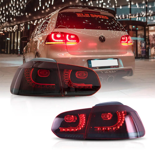 08-12 VW Golf Mk6 Vland LED Aftermarket Tail Lights With Amber Sequential Turn Signal [E-mark