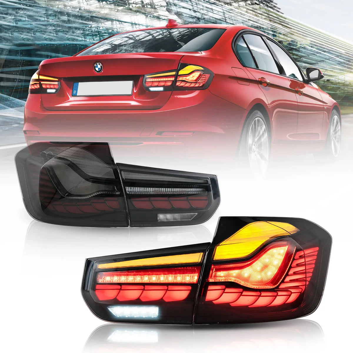 12-19 BMW 3 Series 6th Gen (F30 F80) Vland OLED Tail Lights With Dynamic Welcome Lighting (GTS Style) [E-mark]