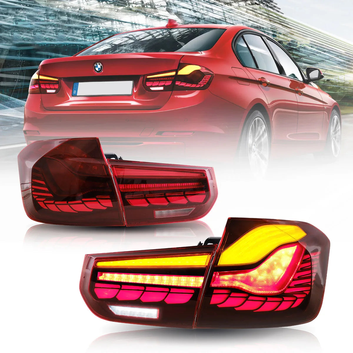 12-19 BMW 3 Series 6th Gen (F30 F80) Vland OLED Tail Lights With Dynamic Welcome Lighting (GTS Style) [E-mark]
