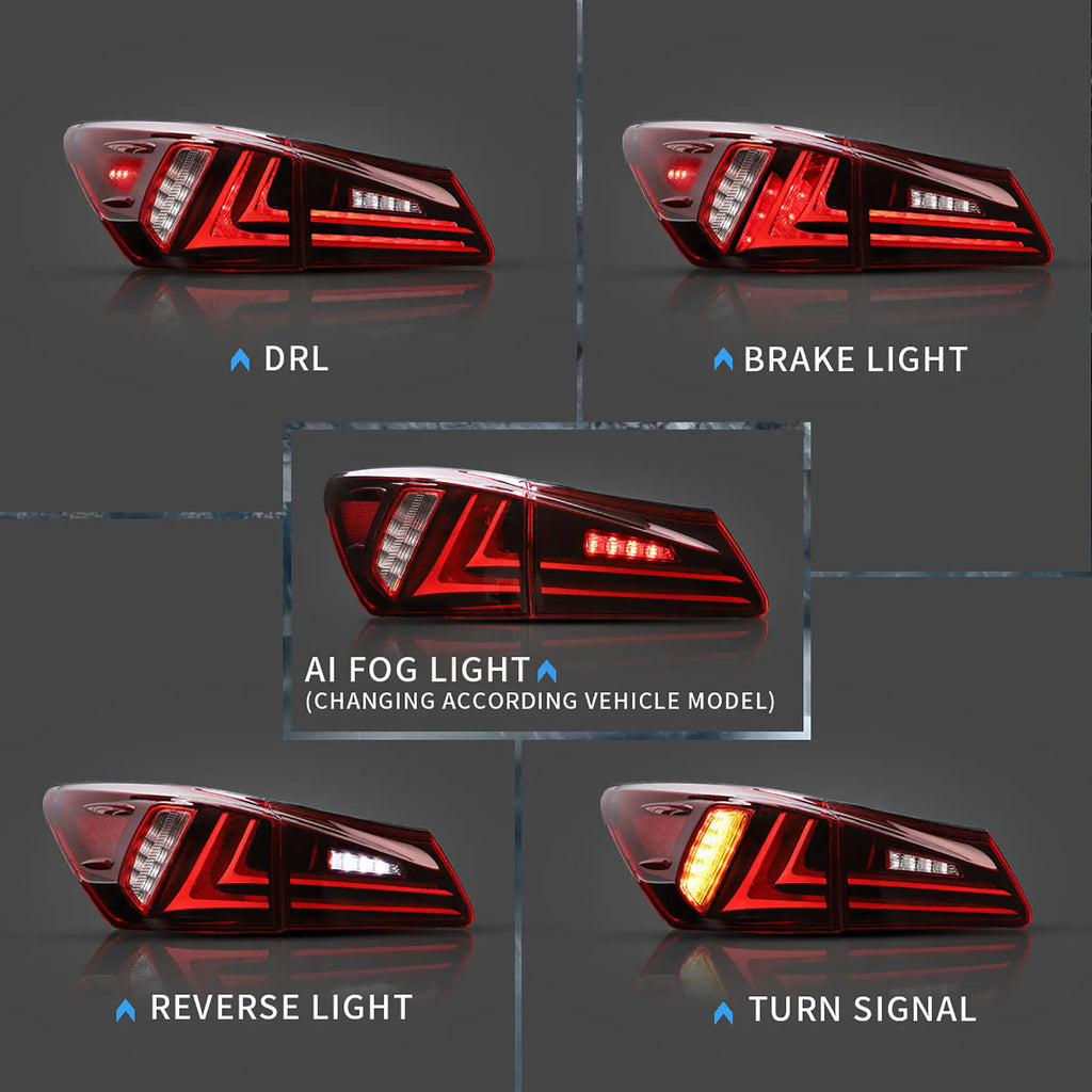 Vland Carlamp LED Tail Lights For Lexus 2006-2012 IS250 IS350 ISF